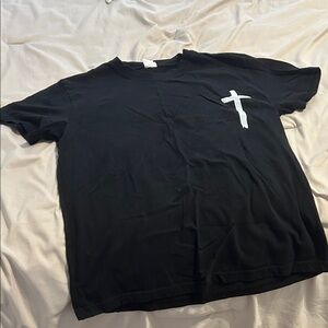 Black T-Shirt with White Cross Design